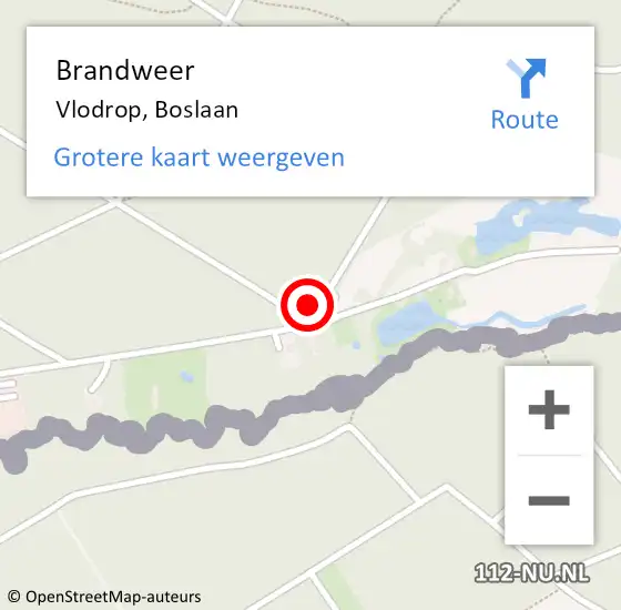 Locatie op kaart van de 112 melding: Brandweer Vlodrop, Boslaan op 18 juli 2015 18:06