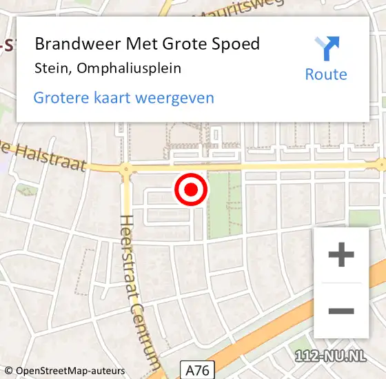 Locatie op kaart van de 112 melding: Brandweer Met Grote Spoed Naar Stein, Omphaliusplein op 18 juli 2015 18:43