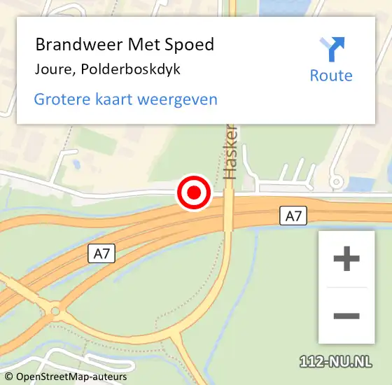 Locatie op kaart van de 112 melding: Brandweer Met Spoed Naar Joure, Polderboskdyk op 18 juli 2015 19:22