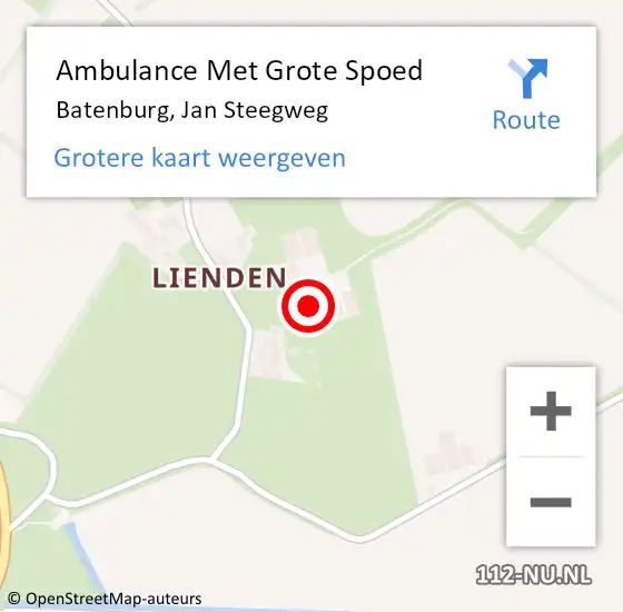 Locatie op kaart van de 112 melding: Ambulance Met Grote Spoed Naar Batenburg, Jan Steegweg op 18 juli 2015 19:42