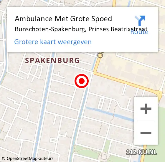 Locatie op kaart van de 112 melding: Ambulance Met Grote Spoed Naar Bunschoten-Spakenburg, Prinses Beatrixstraat op 18 juli 2015 20:12