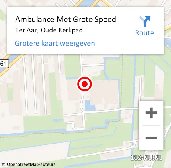 Locatie op kaart van de 112 melding: Ambulance Met Grote Spoed Naar Ter Aar, Oude Kerkpad op 18 juli 2015 20:33