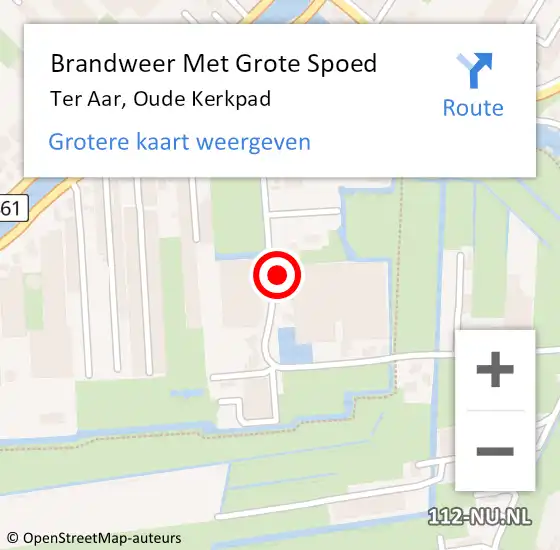 Locatie op kaart van de 112 melding: Brandweer Met Grote Spoed Naar Ter Aar, Oude Kerkpad op 18 juli 2015 20:34