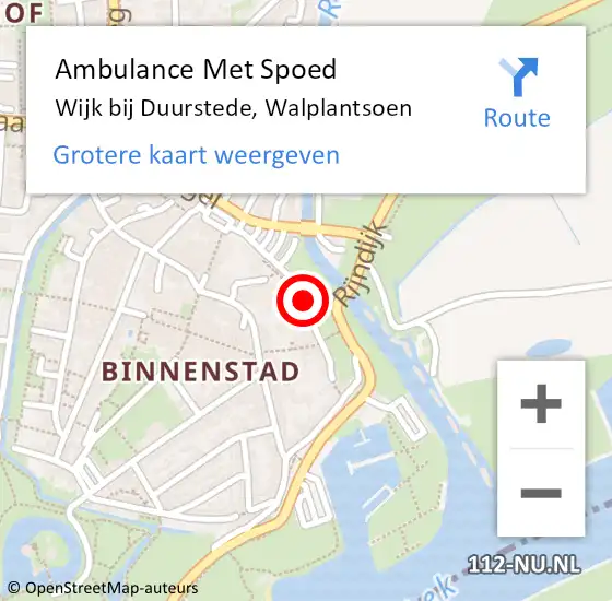 Locatie op kaart van de 112 melding: Ambulance Met Spoed Naar Wijk bij Duurstede, Walplantsoen op 18 juli 2015 20:34