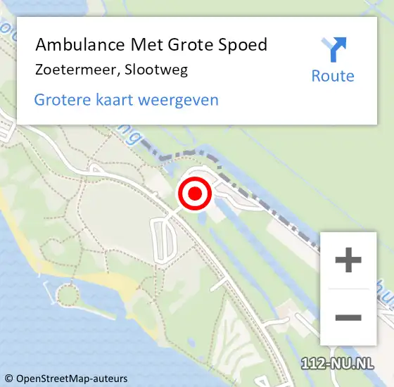 Locatie op kaart van de 112 melding: Ambulance Met Grote Spoed Naar Zoetermeer, Slootweg op 18 juli 2015 20:47