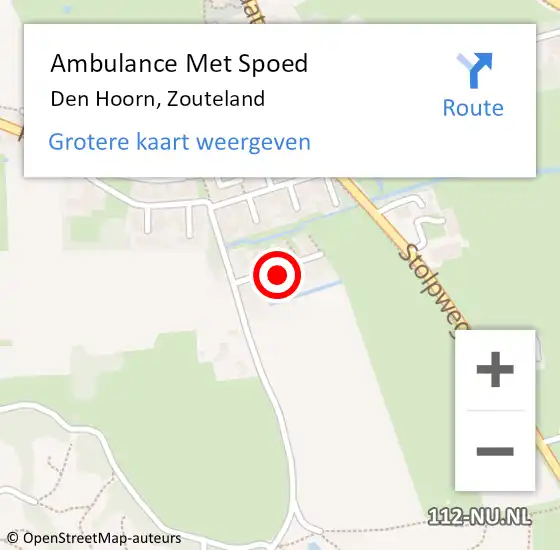 Locatie op kaart van de 112 melding: Ambulance Met Spoed Naar Den Hoorn, Zouteland op 18 juli 2015 20:52