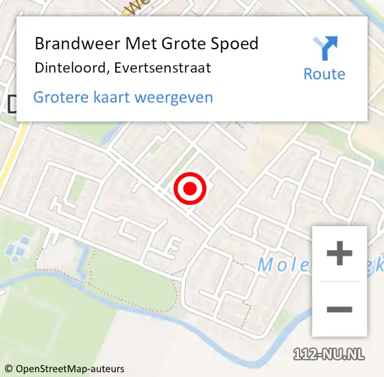 Locatie op kaart van de 112 melding: Brandweer Met Grote Spoed Naar Dinteloord, Evertsenstraat op 14 november 2013 14:44