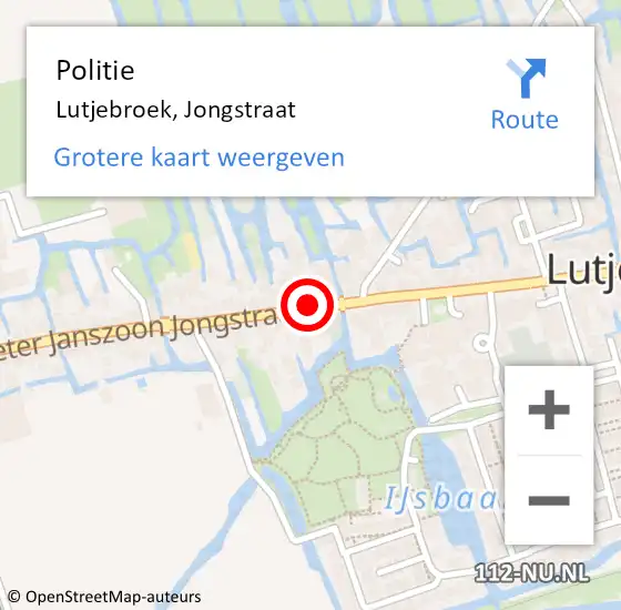 Locatie op kaart van de 112 melding: Politie Lutjebroek, Jongstraat op 18 juli 2015 21:06