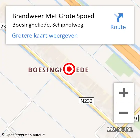 Locatie op kaart van de 112 melding: Brandweer Met Grote Spoed Naar Boesingheliede, Schipholweg op 18 juli 2015 21:45