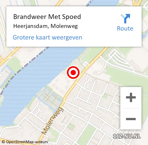 Locatie op kaart van de 112 melding: Brandweer Met Spoed Naar Heerjansdam, Molenweg op 19 juli 2015 01:23