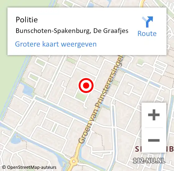 Locatie op kaart van de 112 melding: Politie Bunschoten-Spakenburg, De Graafjes op 19 juli 2015 01:40