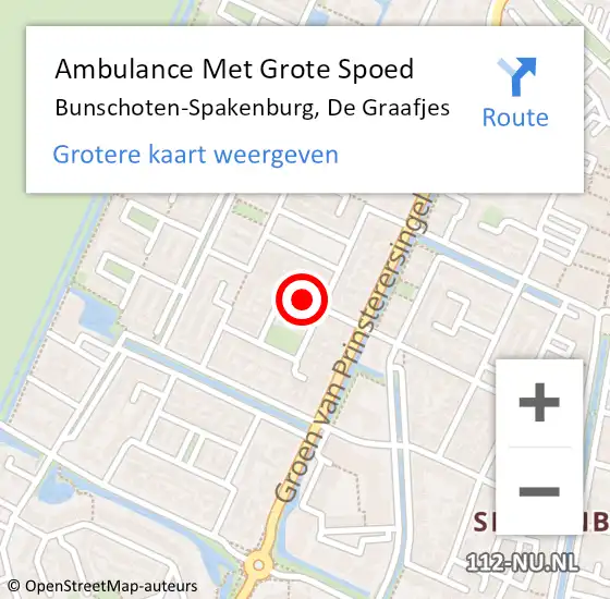 Locatie op kaart van de 112 melding: Ambulance Met Grote Spoed Naar Bunschoten-Spakenburg, De Graafjes op 19 juli 2015 01:42