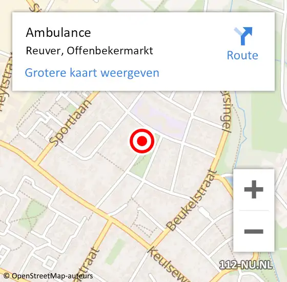 Locatie op kaart van de 112 melding: Ambulance Reuver, Offenbekermarkt op 14 november 2013 15:03