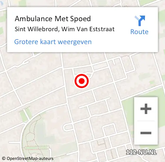 Locatie op kaart van de 112 melding: Ambulance Met Spoed Naar Sint Willebrord, Wim Van Eststraat op 19 juli 2015 02:08