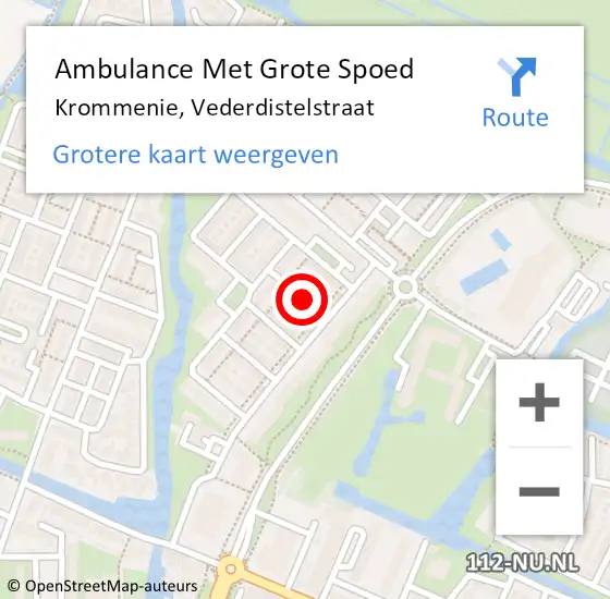 Locatie op kaart van de 112 melding: Ambulance Met Grote Spoed Naar Krommenie, Vederdistelstraat op 19 juli 2015 03:23