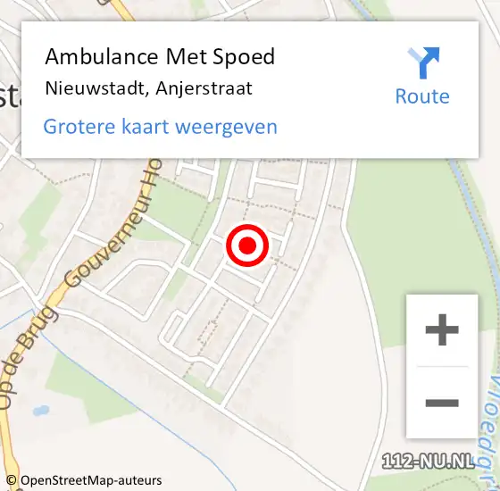 Locatie op kaart van de 112 melding: Ambulance Met Spoed Naar Nieuwstadt, Anjerstraat op 19 juli 2015 04:51