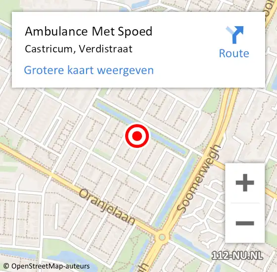 Locatie op kaart van de 112 melding: Ambulance Met Spoed Naar Castricum, Verdistraat op 19 juli 2015 07:56