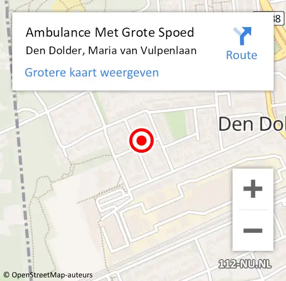 Locatie op kaart van de 112 melding: Ambulance Met Grote Spoed Naar Den Dolder, Maria van Vulpenlaan op 19 juli 2015 08:29