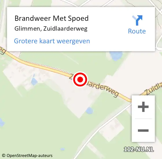 Locatie op kaart van de 112 melding: Brandweer Met Spoed Naar Glimmen, Zuidlaarderweg op 19 juli 2015 10:16