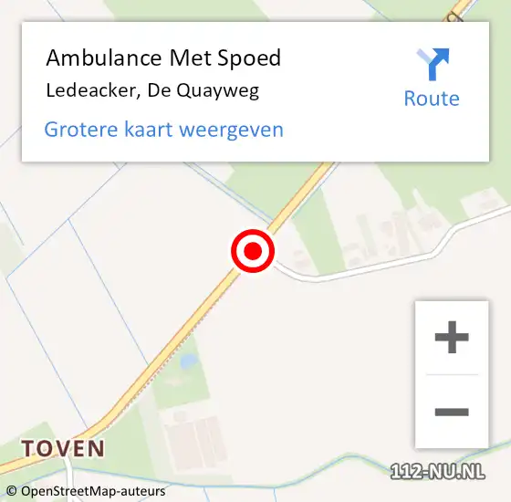 Locatie op kaart van de 112 melding: Ambulance Met Spoed Naar Ledeacker, De Quayweg op 19 juli 2015 11:44