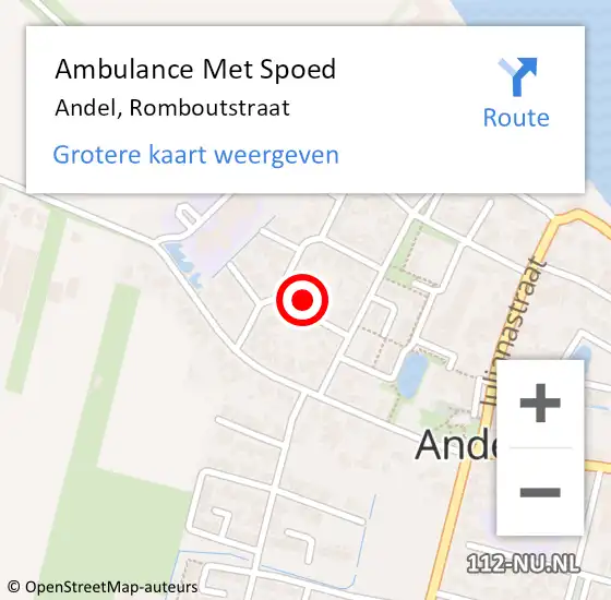 Locatie op kaart van de 112 melding: Ambulance Met Spoed Naar Andel, Romboutstraat op 14 november 2013 15:36