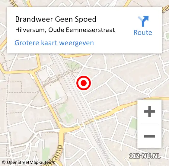Locatie op kaart van de 112 melding: Brandweer Geen Spoed Naar Hilversum, Oude Eemnesserstraat op 19 juli 2015 14:15