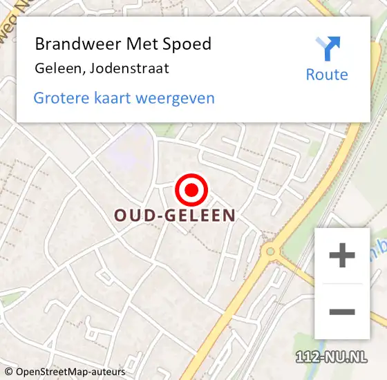 Locatie op kaart van de 112 melding: Brandweer Met Spoed Naar Geleen, Jodenstraat op 19 juli 2015 14:50