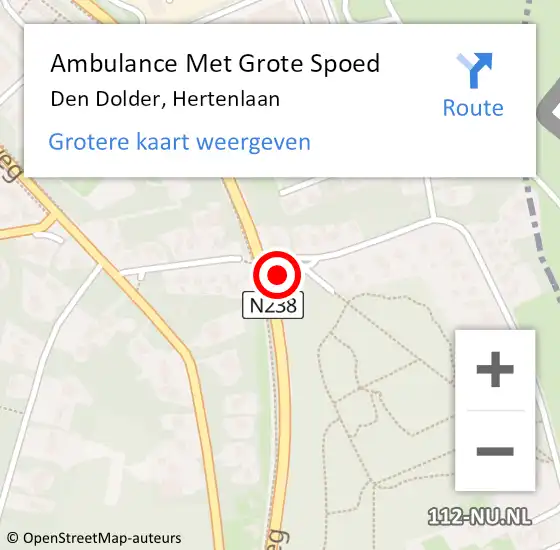 Locatie op kaart van de 112 melding: Ambulance Met Grote Spoed Naar Den Dolder, Hertenlaan op 19 juli 2015 15:15