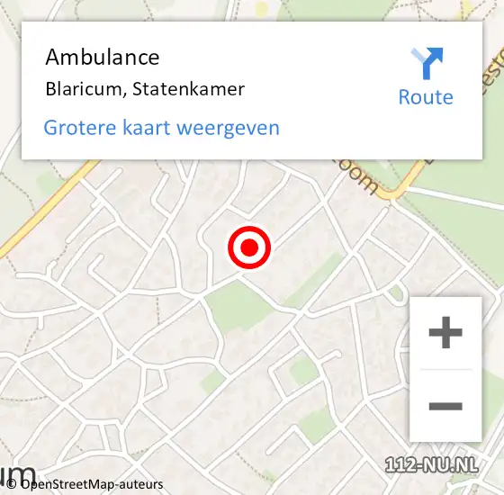 Locatie op kaart van de 112 melding: Ambulance Blaricum, Statenkamer op 19 juli 2015 16:10