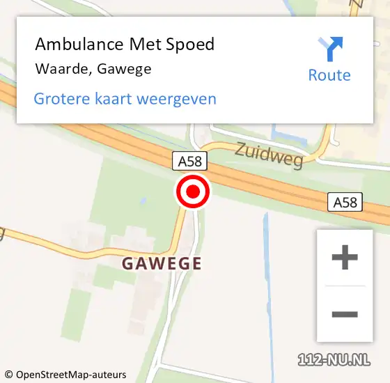 Locatie op kaart van de 112 melding: Ambulance Met Spoed Naar Waarde, Gawege op 19 juli 2015 16:11