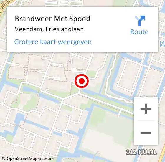 Locatie op kaart van de 112 melding: Brandweer Met Spoed Naar Veendam, Frieslandlaan op 19 juli 2015 16:22