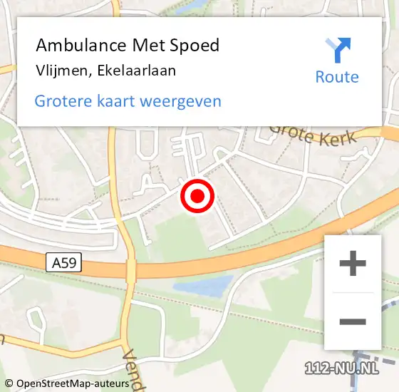 Locatie op kaart van de 112 melding: Ambulance Met Spoed Naar Vlijmen, Ekelaarlaan op 19 juli 2015 16:45