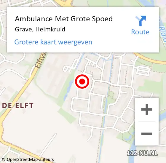 Locatie op kaart van de 112 melding: Ambulance Met Grote Spoed Naar Grave, Helmkruid op 19 juli 2015 16:54