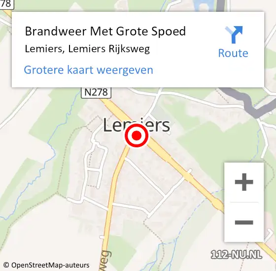 Locatie op kaart van de 112 melding: Brandweer Met Grote Spoed Naar Lemiers, Lemiers Rijksweg op 19 juli 2015 17:09