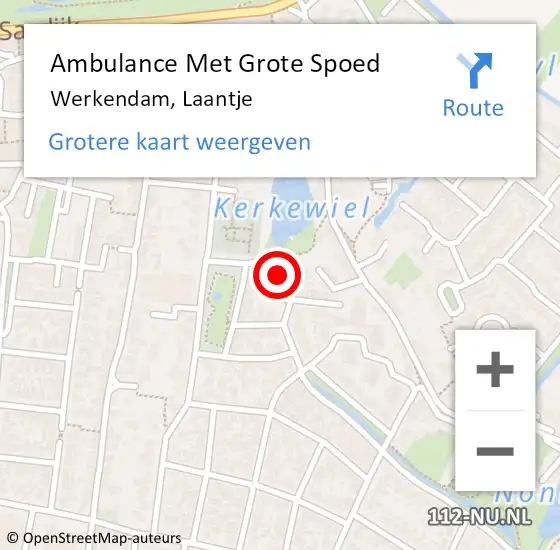 Locatie op kaart van de 112 melding: Ambulance Met Grote Spoed Naar Werkendam, Laantje op 19 juli 2015 17:18