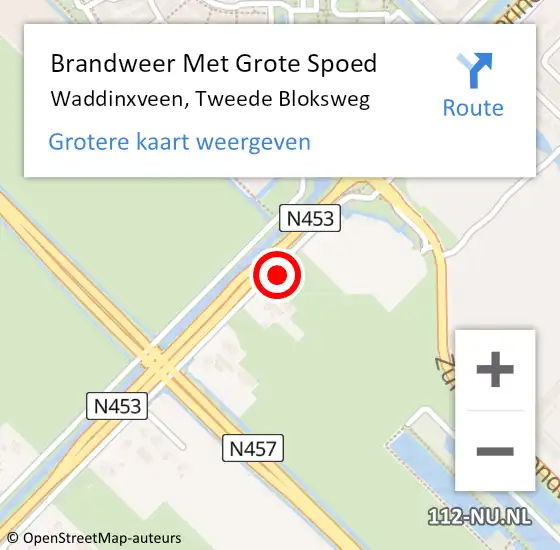 Locatie op kaart van de 112 melding: Brandweer Met Grote Spoed Naar Waddinxveen, Tweede Bloksweg op 19 juli 2015 17:57