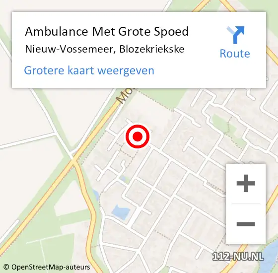 Locatie op kaart van de 112 melding: Ambulance Met Grote Spoed Naar Nieuw-Vossemeer, Blozekriekske op 19 juli 2015 18:10