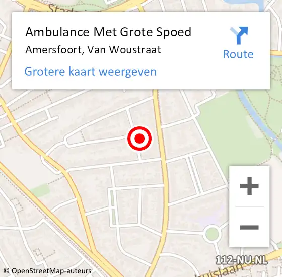 Locatie op kaart van de 112 melding: Ambulance Met Grote Spoed Naar Amersfoort, Van Woustraat op 19 juli 2015 18:12
