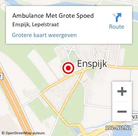 Locatie op kaart van de 112 melding: Ambulance Met Grote Spoed Naar Enspijk, Lepelstraat op 19 juli 2015 19:02