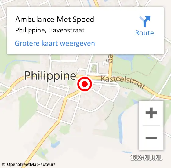 Locatie op kaart van de 112 melding: Ambulance Met Spoed Naar Philippine, Havenstraat op 19 juli 2015 19:42
