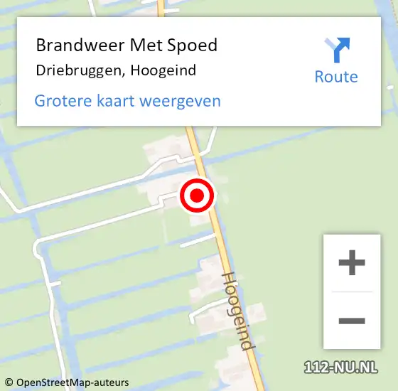 Locatie op kaart van de 112 melding: Brandweer Met Spoed Naar Driebruggen, Hoogeind op 19 juli 2015 20:09