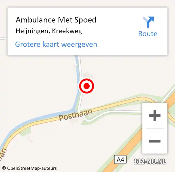 Locatie op kaart van de 112 melding: Ambulance Met Spoed Naar Heijningen, Kreekweg op 19 juli 2015 20:13