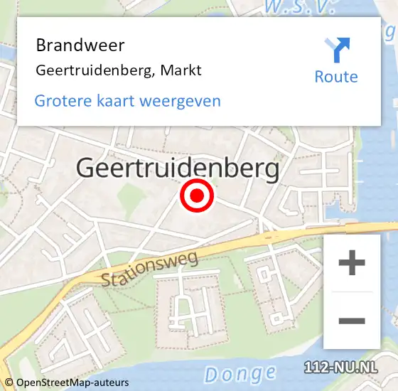 Locatie op kaart van de 112 melding: Brandweer Geertruidenberg, Markt op 19 juli 2015 20:31