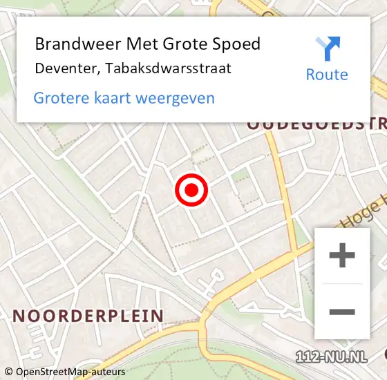 Locatie op kaart van de 112 melding: Brandweer Met Grote Spoed Naar Deventer, Tabaksdwarsstraat op 19 juli 2015 21:15