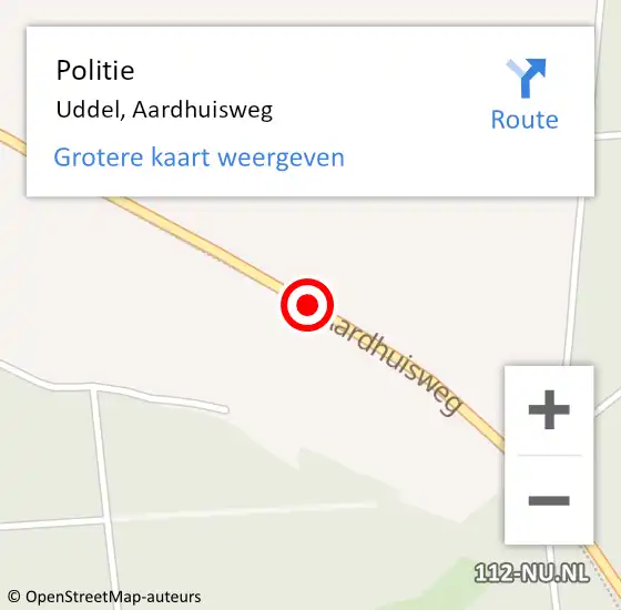 Locatie op kaart van de 112 melding: Politie Uddel, Aardhuisweg op 19 juli 2015 21:31