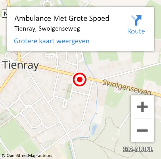 Locatie op kaart van de 112 melding: Ambulance Met Grote Spoed Naar Tienray, Swolgenseweg op 19 juli 2015 22:26