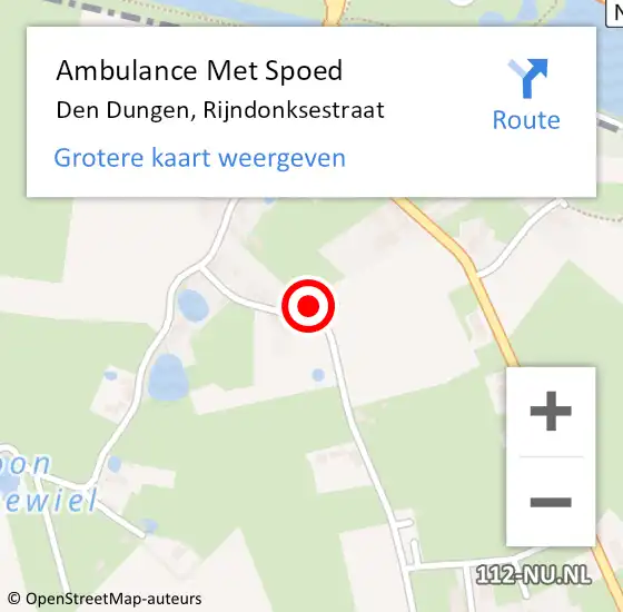 Locatie op kaart van de 112 melding: Ambulance Met Spoed Naar Den Dungen, Rijndonksestraat op 19 juli 2015 22:38