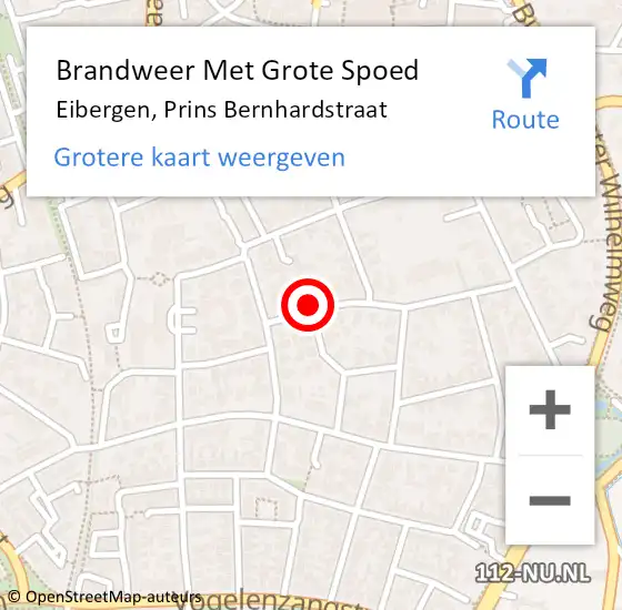 Locatie op kaart van de 112 melding: Brandweer Met Grote Spoed Naar Eibergen, Prins Bernhardstraat op 19 juli 2015 23:23