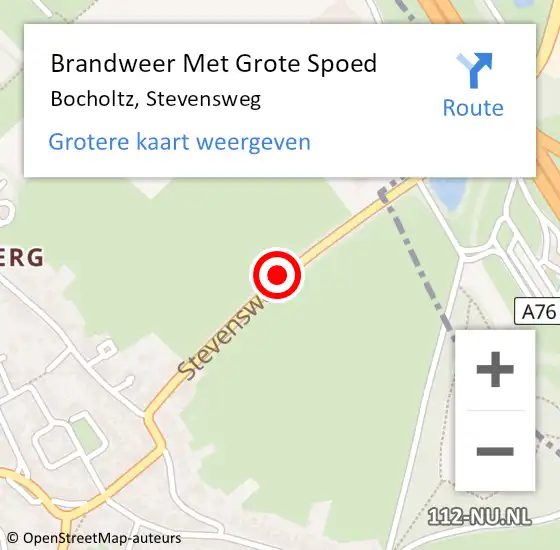 Locatie op kaart van de 112 melding: Brandweer Met Grote Spoed Naar Bocholtz, Stevensweg op 19 juli 2015 23:47