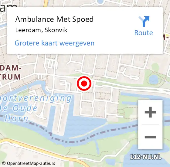 Locatie op kaart van de 112 melding: Ambulance Met Spoed Naar Leerdam, Skonvik op 20 juli 2015 00:11